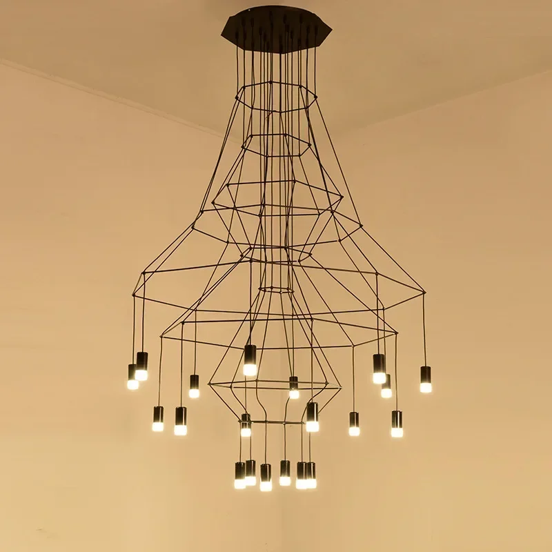 Interior Design Years Of Study - Modern Creative Staircase Led Chandeliers Black