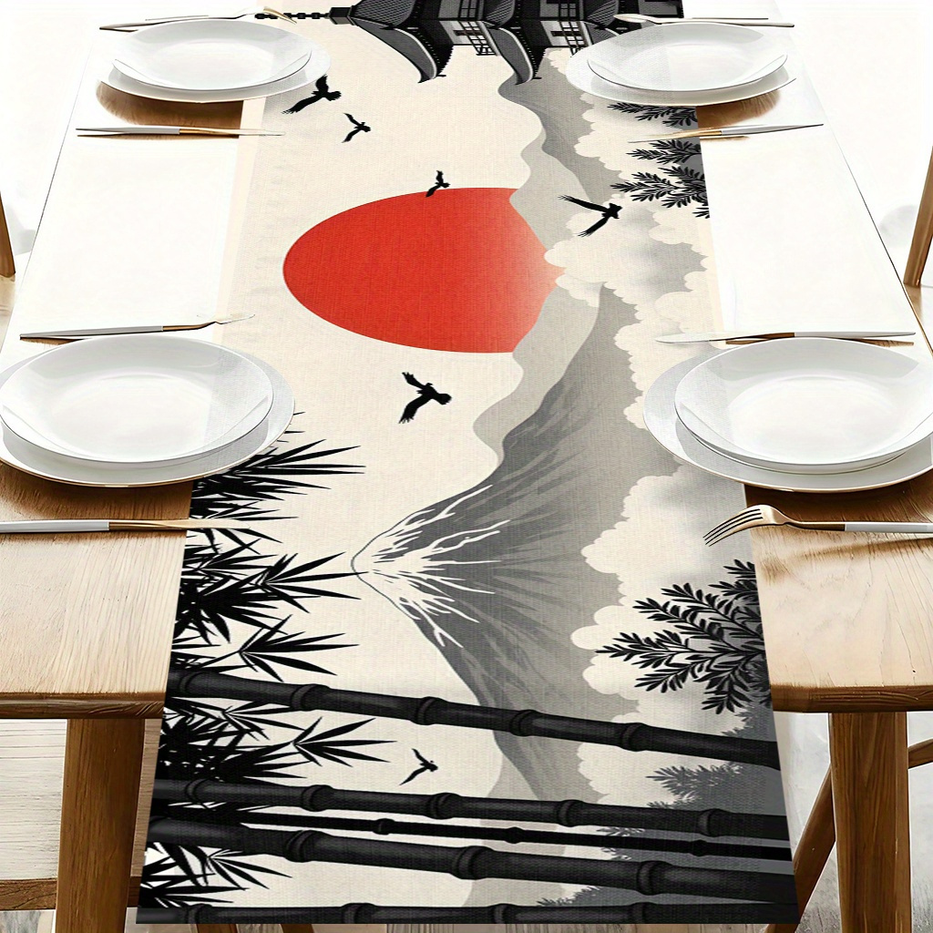 Interior Design Japan - Japanese Ink Wash Landscape Table Runner
