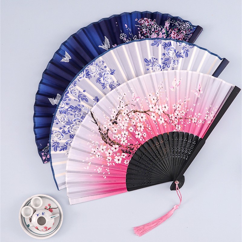 Interior Design Japan - Vintage Silk Folding Hand Fan Chinese