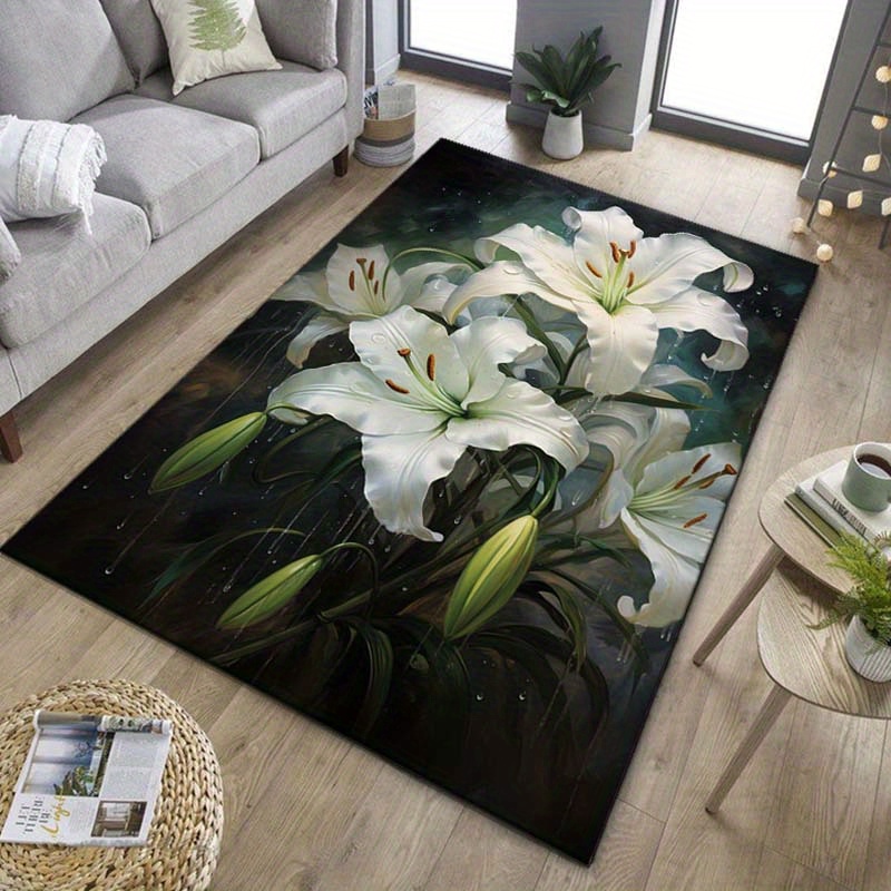 Elegant White Lily Rug for Liv - Interior Design Living Room Ideas ulasan dan harga