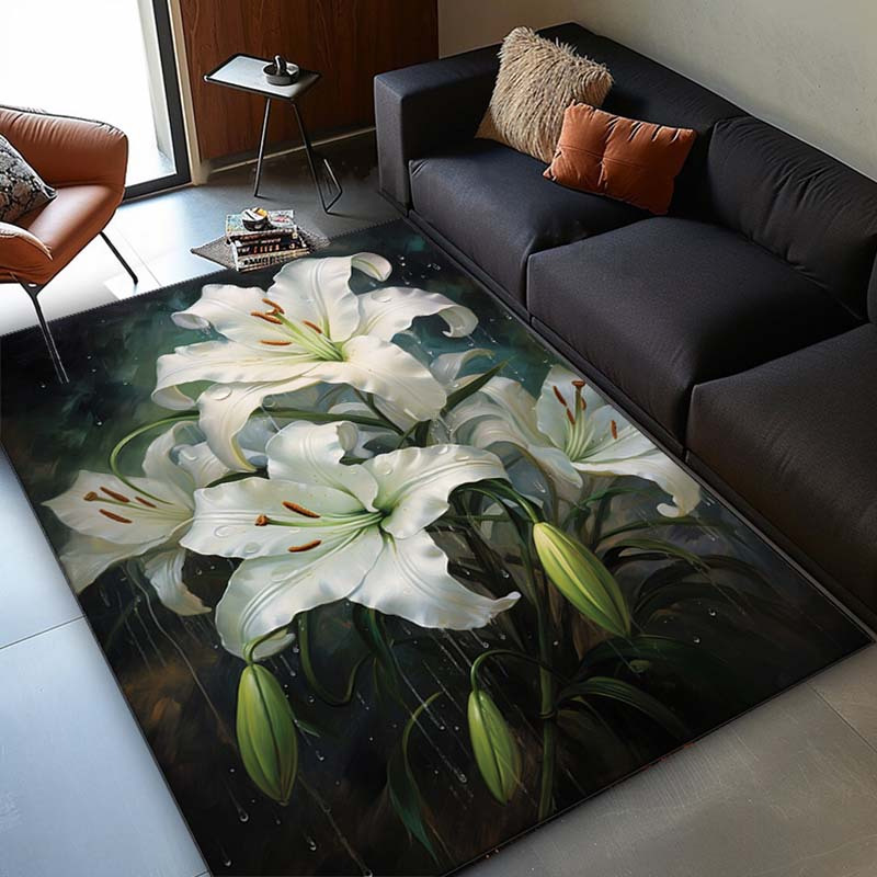 Elegant White Lily Rug for Liv - Interior Design Living Room Ideas ulasan dan harga
