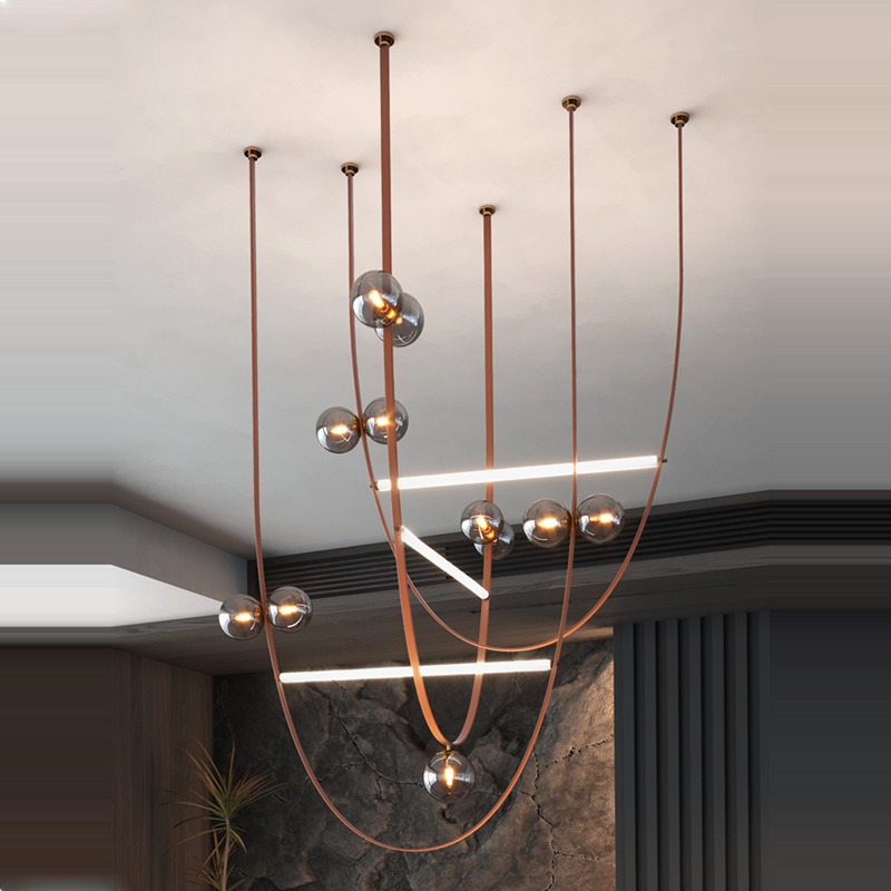 American LED Leather Chandelie - Interior Design Living Room Ideas ulasan dan harga