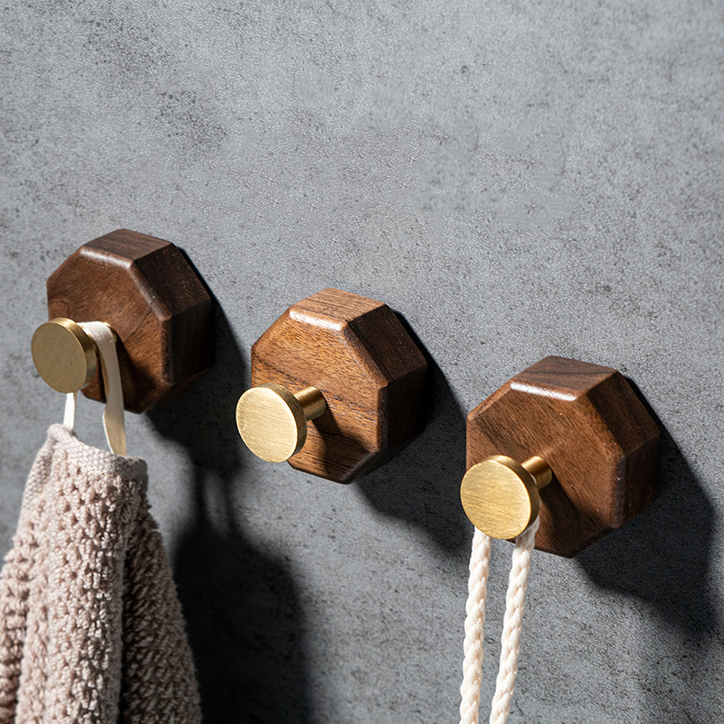 2/1pcs Walnut Wood Brass Hook  - Interior Design Product ulasan dan harga