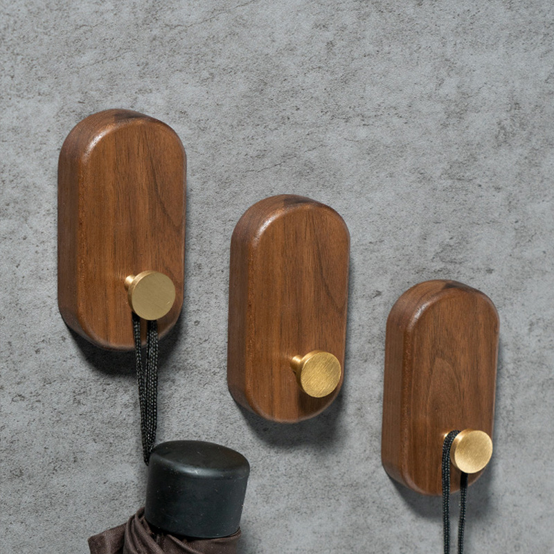 2/1pcs Walnut Wood Brass Hook  - Interior Design Product ulasan dan harga