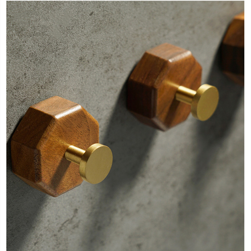 2/1pcs Walnut Wood Brass Hook  - Interior Design Product ulasan dan harga