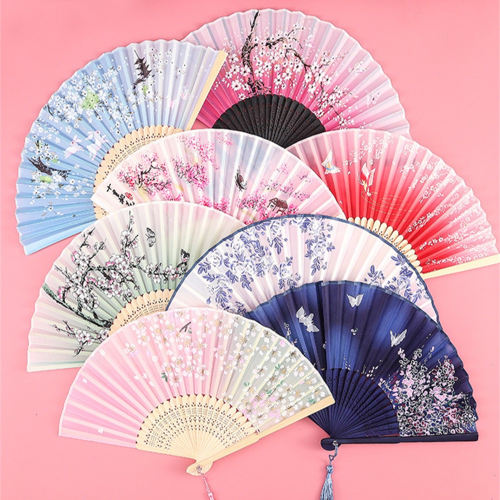 Vintage Silk Folding Hand Fan  - Interior Design Japan ulasan dan harga