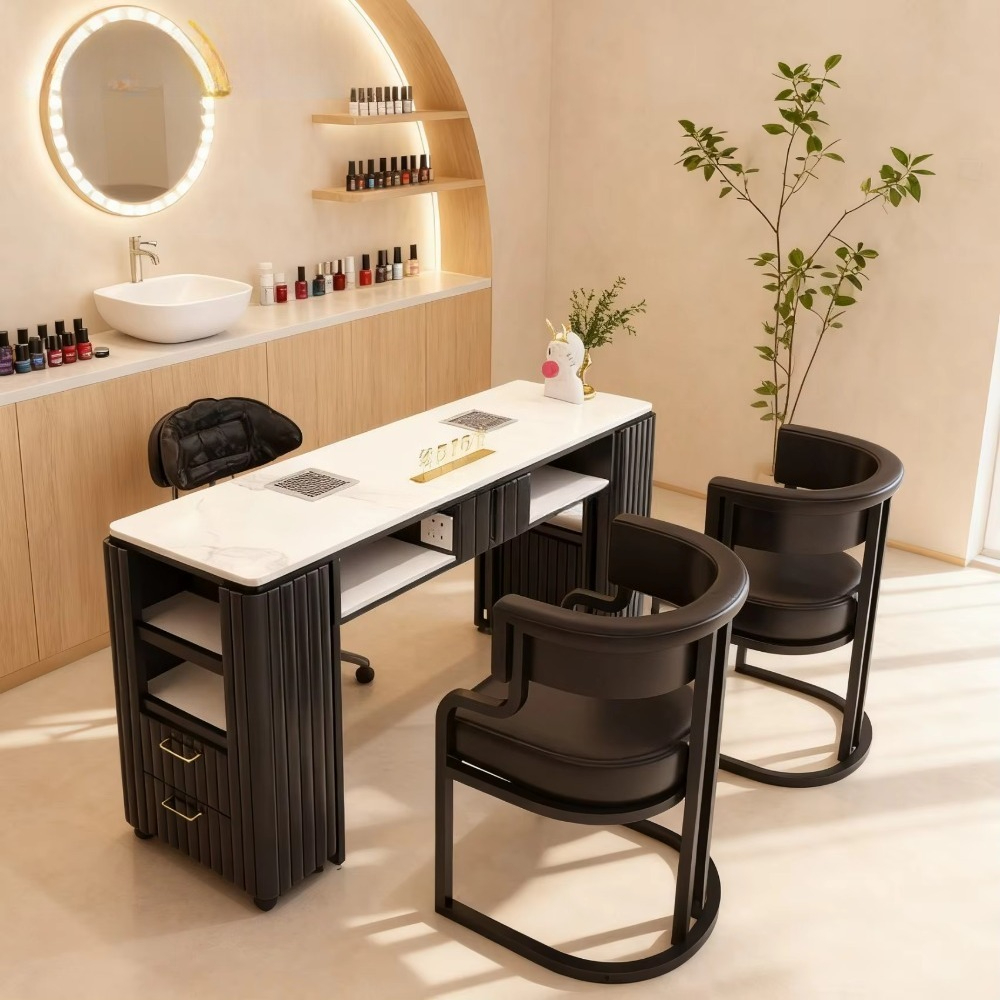 Luxury Modern Black Nail Furni - Interior Design Nail Salon ulasan dan harga