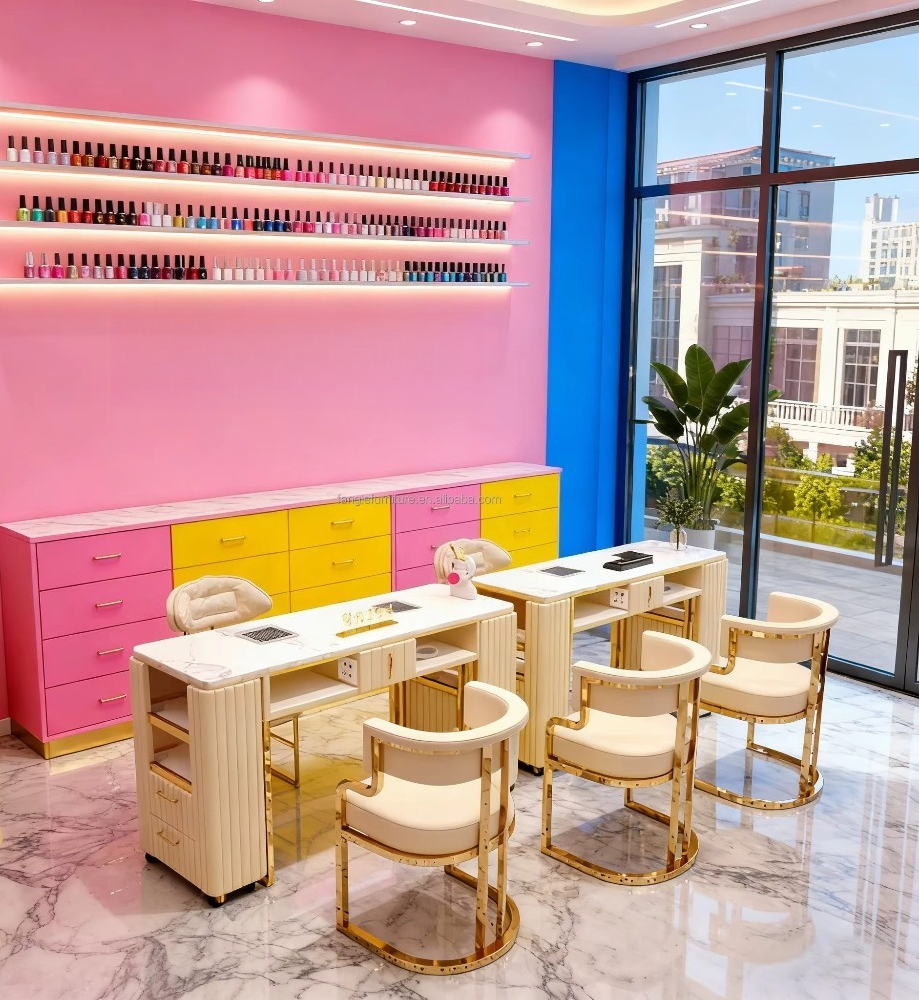 Luxury Modern Black Nail Furni - Interior Design Nail Salon ulasan dan harga