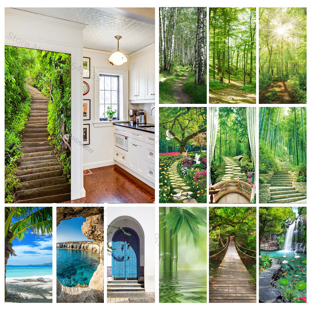 Steps Forest 3D Door Stickers  - Interior Design Product ulasan dan harga
