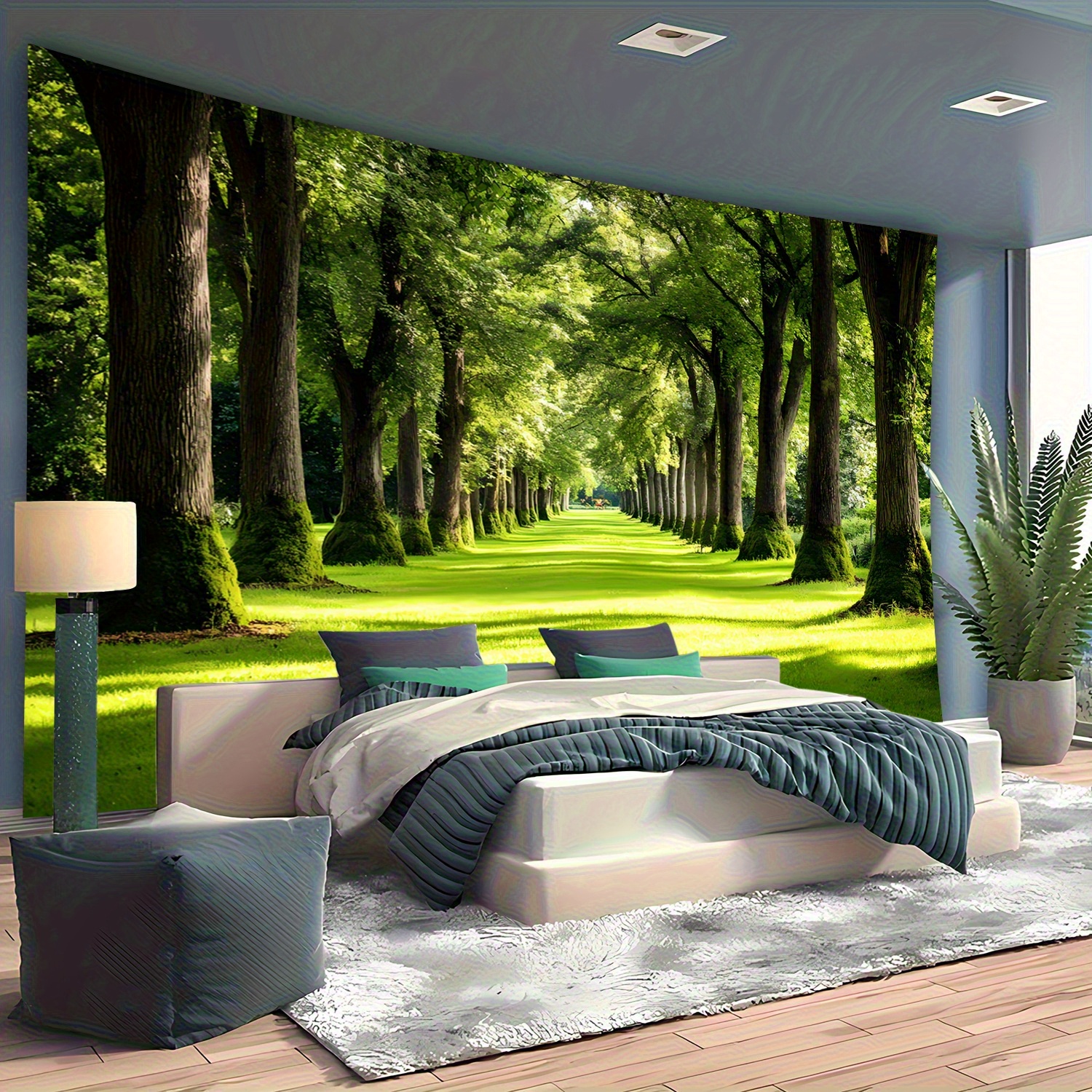 Green Forest Path Wall Mural T - Interior Design Landscape ulasan dan harga
