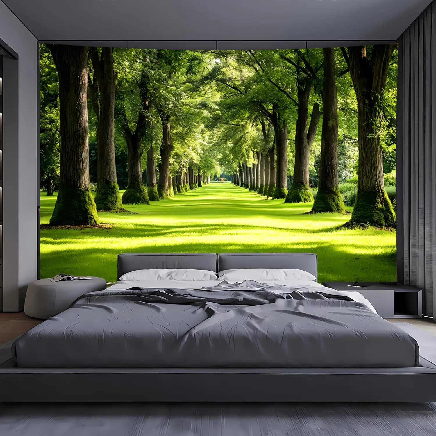 Green Forest Path Wall Mural T - Interior Design Landscape ulasan dan harga