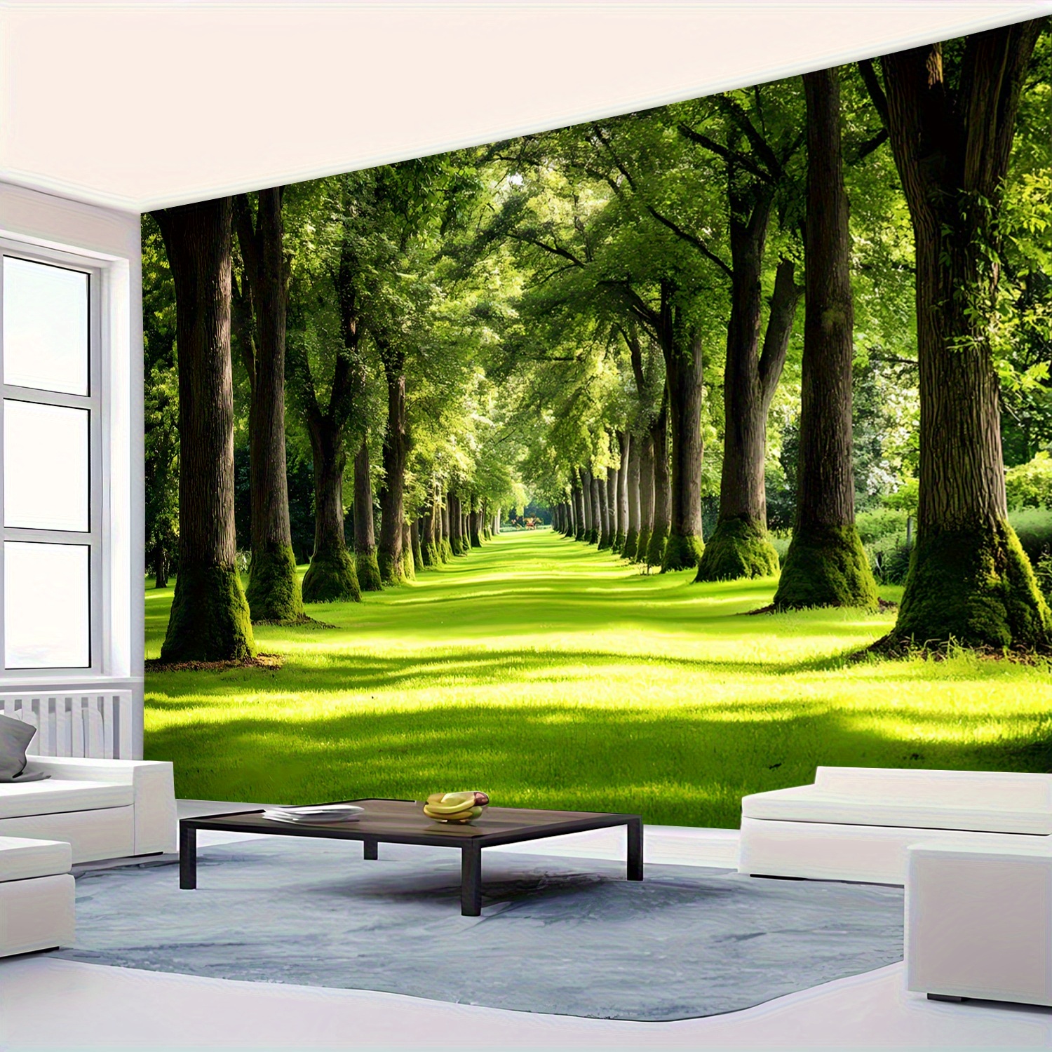 Green Forest Path Wall Mural T - Interior Design Landscape ulasan dan harga